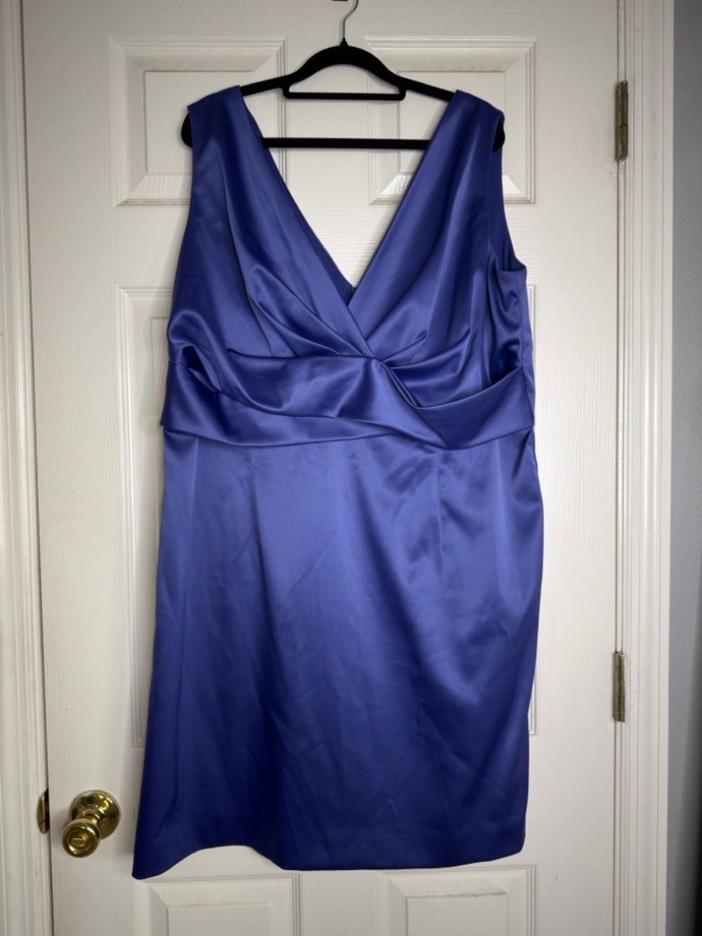Donna Ricco Royal Purple Satin V-Neck Dress